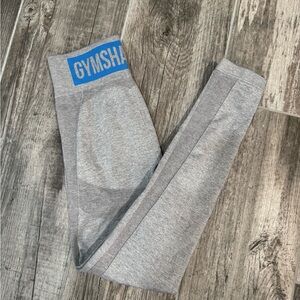 Gymshark Heather Gray Leggings with Blue Logo